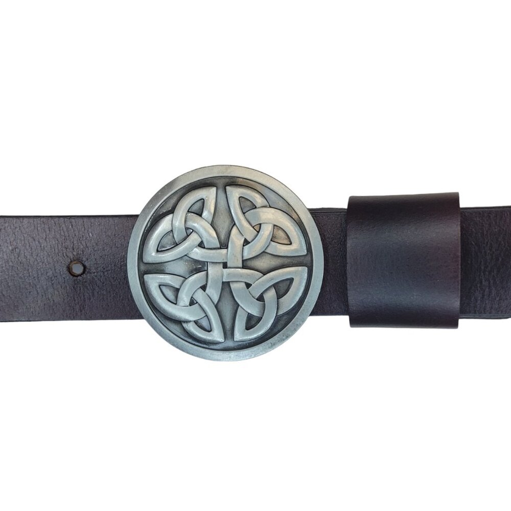 Celtic Knot Pattern Round Silver Finish Metal Bel… - image 2